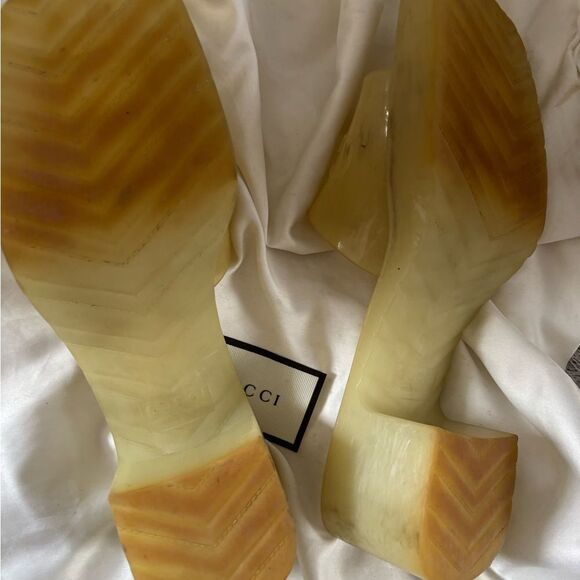 Gucci rubber slide ins shoes logo heels sandals jelly open toe shower slides - Picture 5 of 10